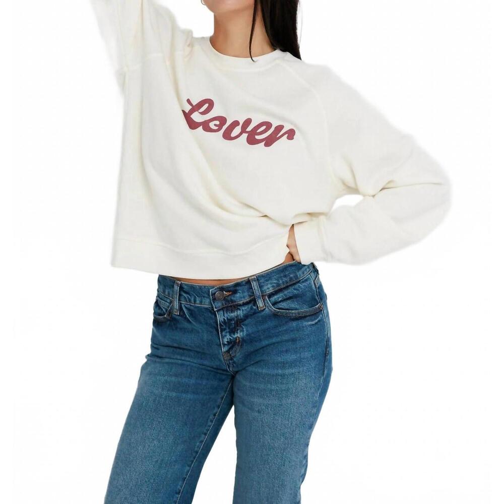NEW SUNNY SOMEWHERE lover raglan crew top in white